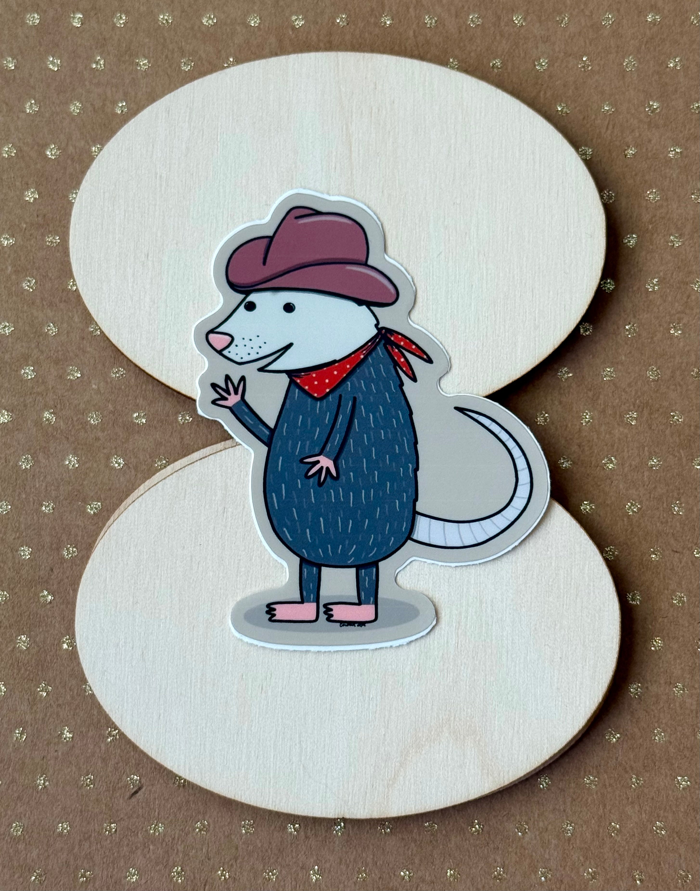 Cowboy Opossum Sticker