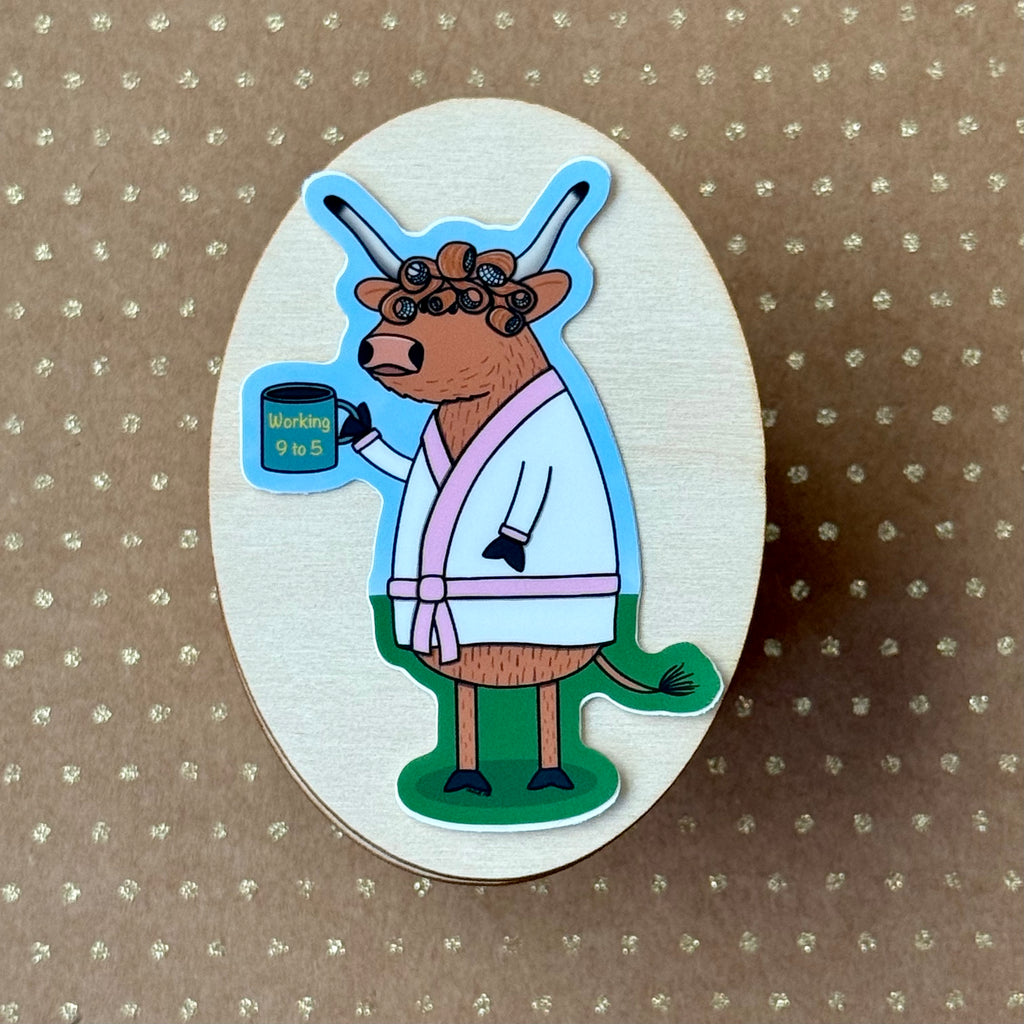 Highland Cow in rollers Sticker
