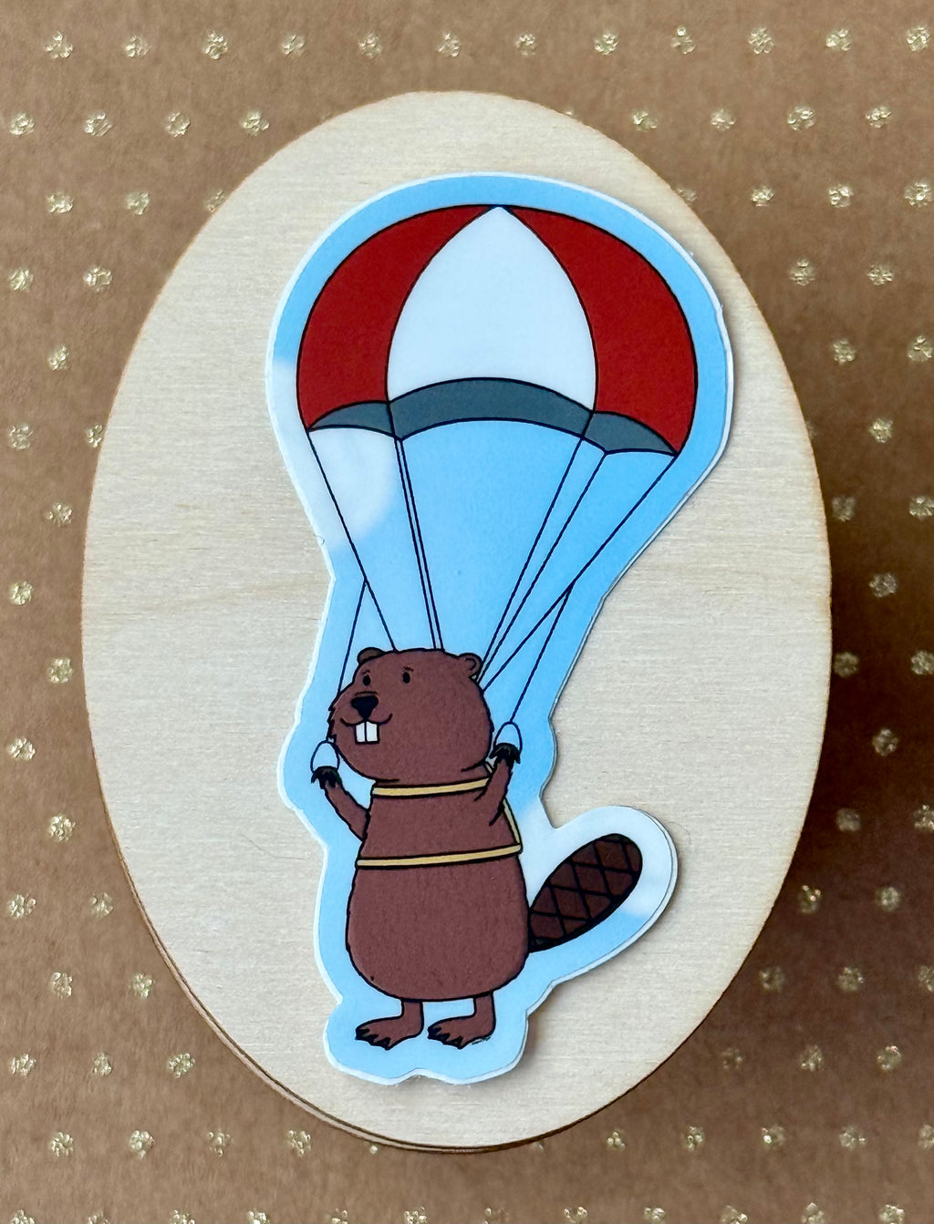 Parachuting Beaver sticker