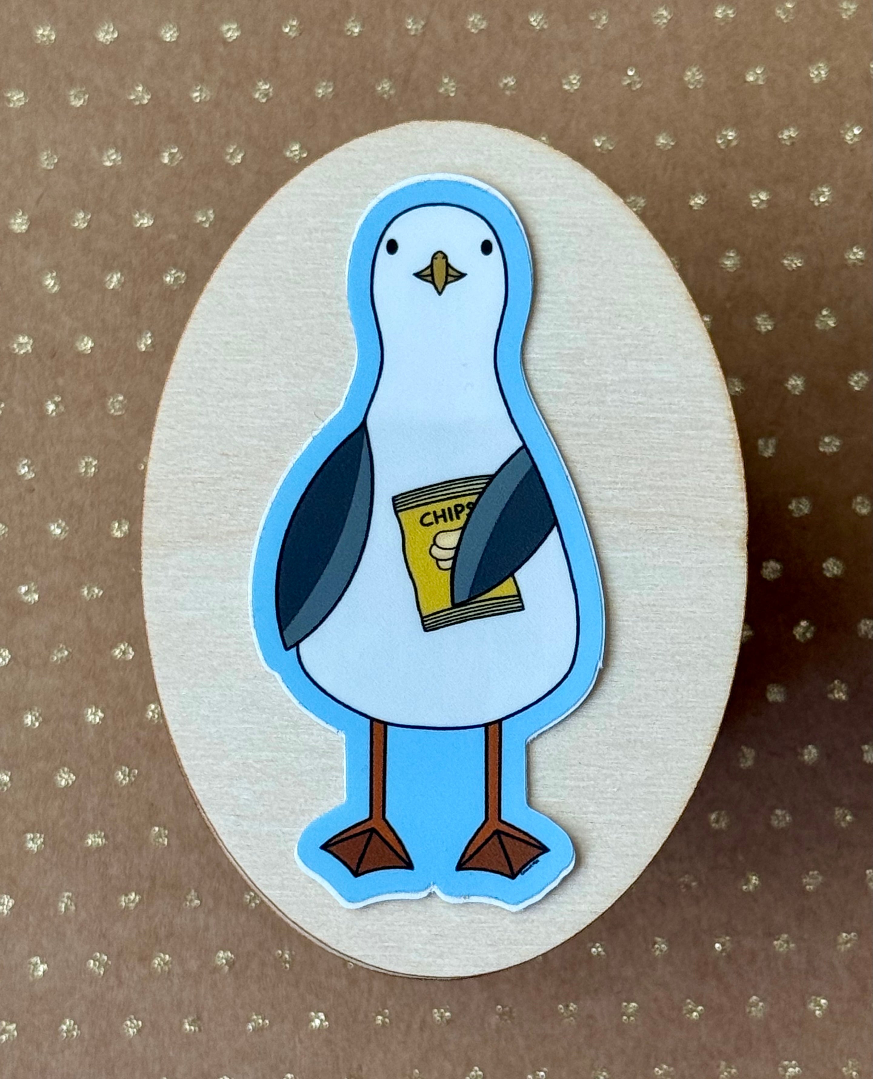 Seagull with chips sticker