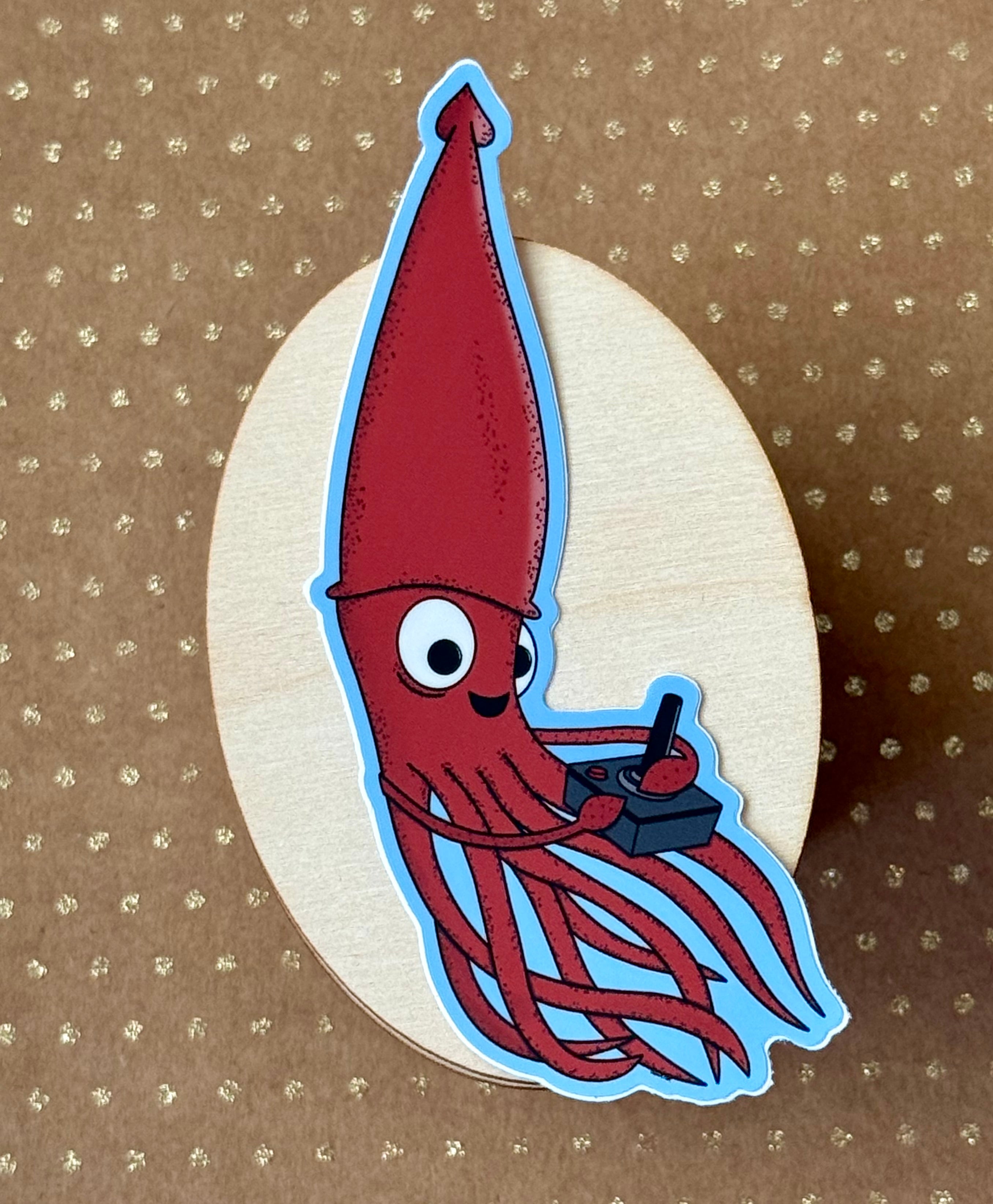 Squid with joy stick sticker