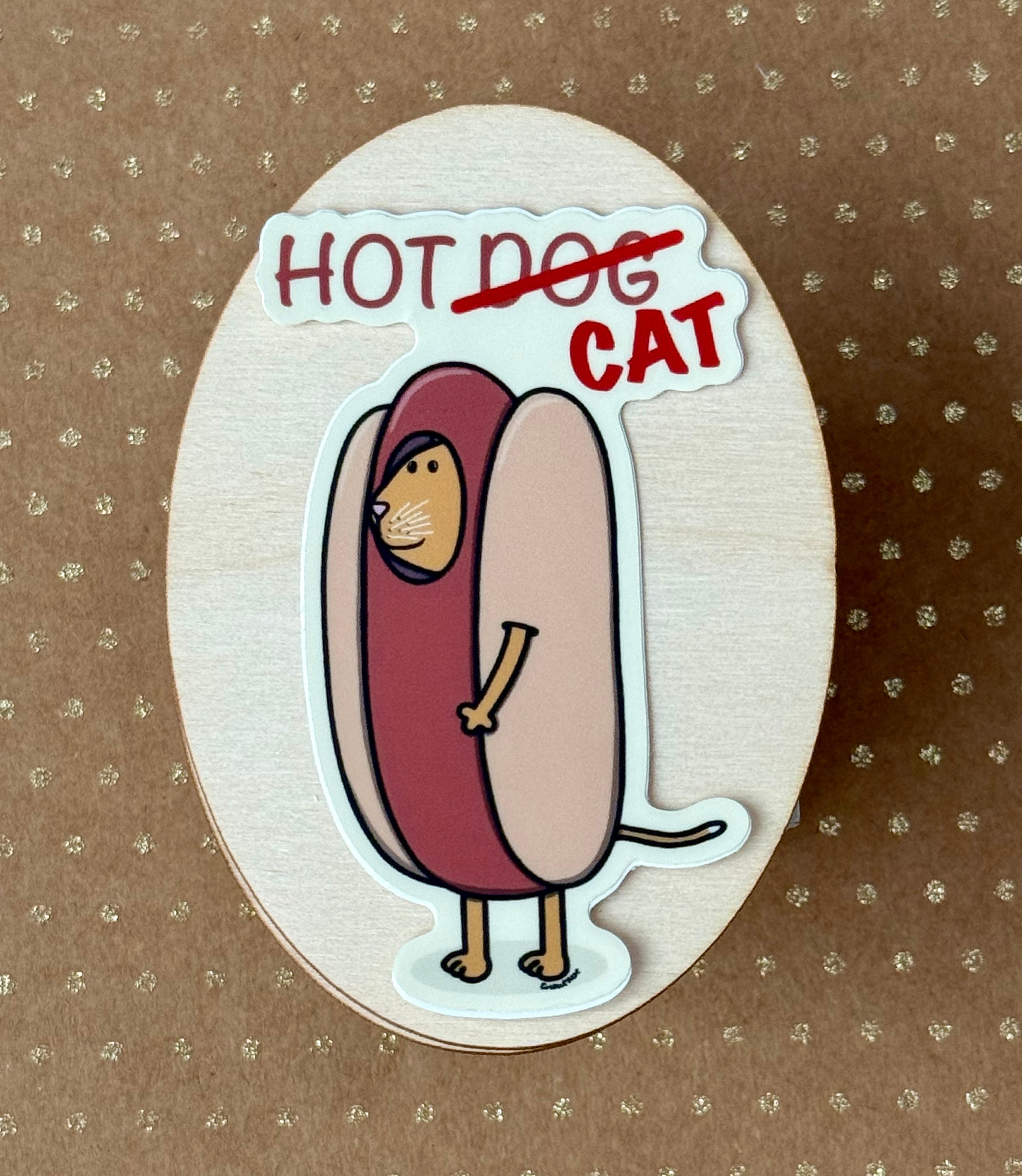 Hot Dog Cat Sticker