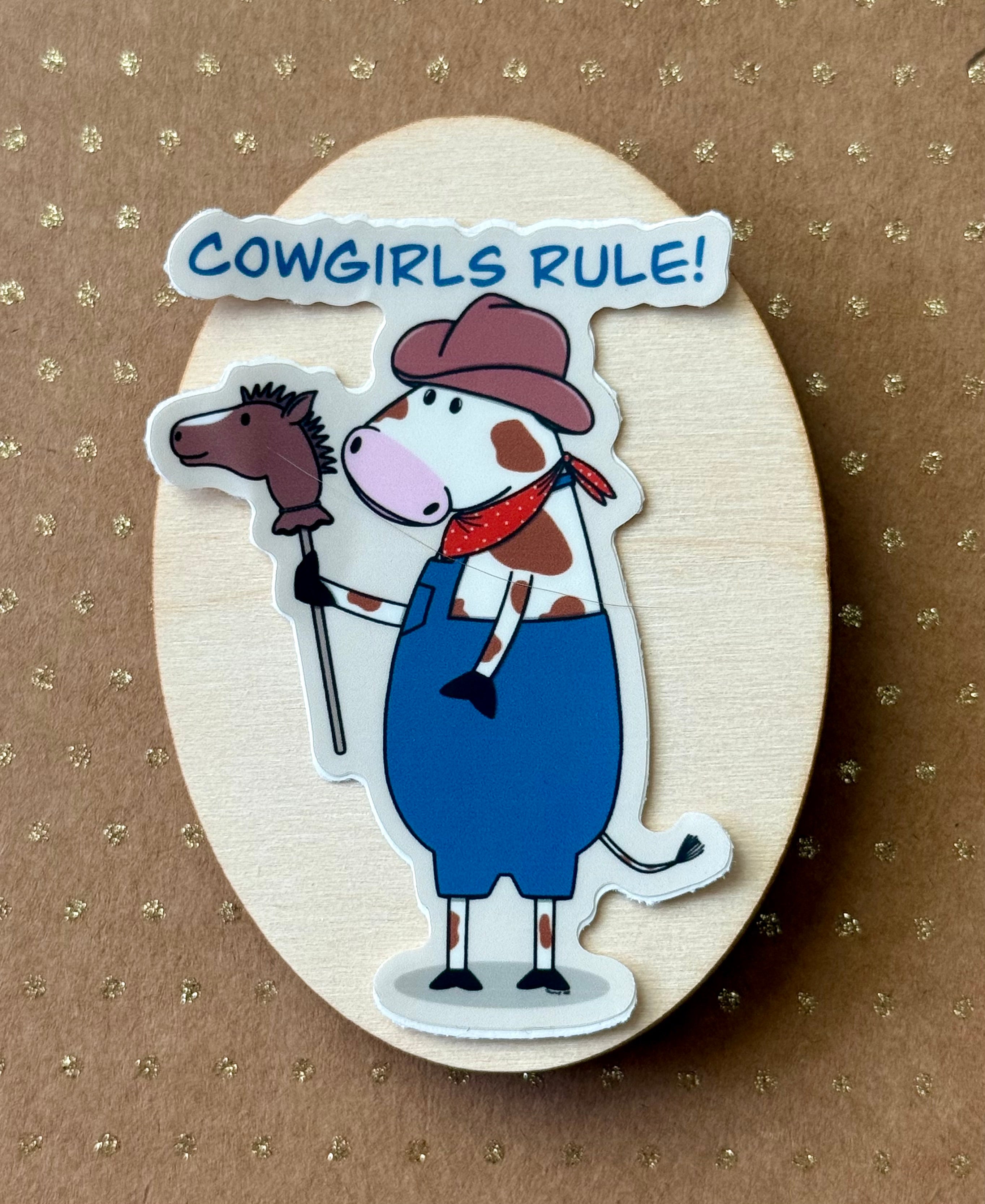 Cowgirl Bessie Cow Sticker