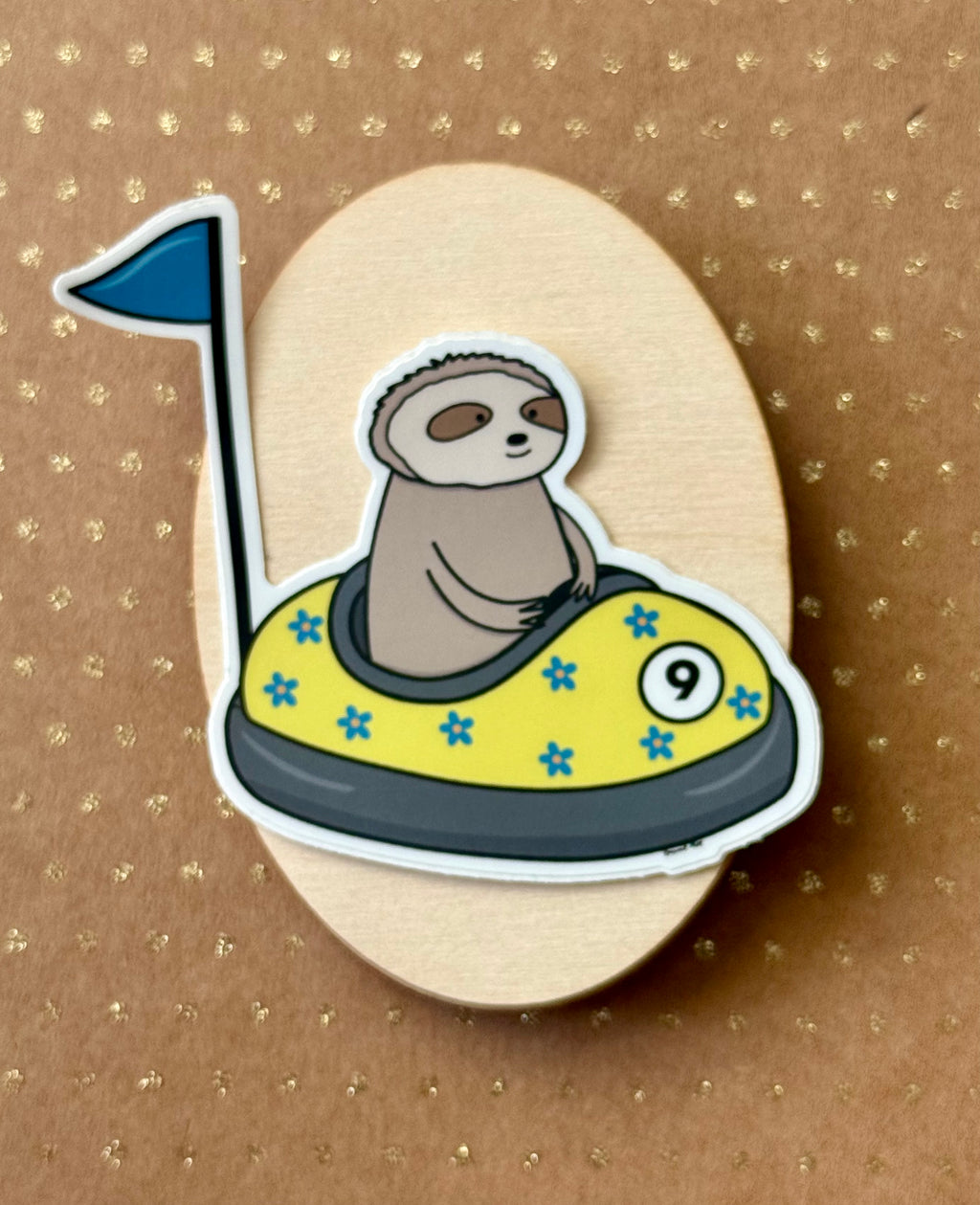 Sloth bumper car Sticker