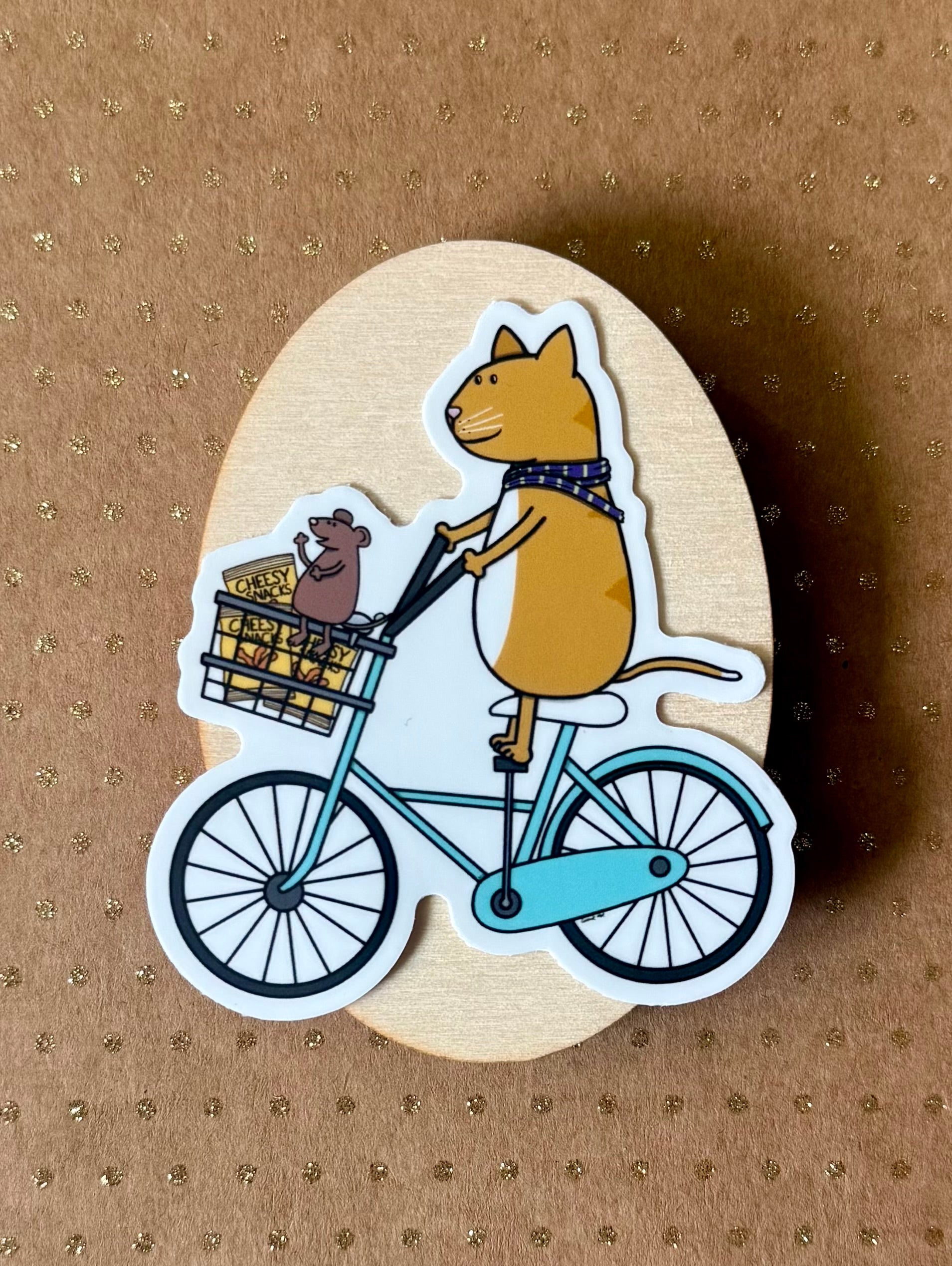 Biking Cat & Mouse Sticker
