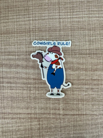 Cowgirl Bessie Cow Sticker
