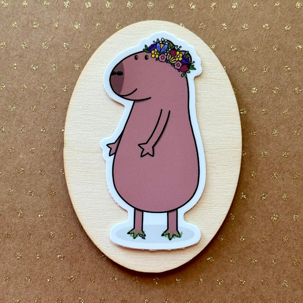 Flower Crown Capybara Sticker